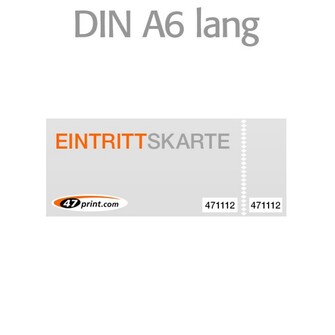 Eintrittskarte DIN A6 lang 210 x 74 mm - 2 x nummeriert und 1 x perforiert