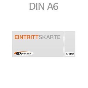 Eintrittskarte DIN A6 148 x 105 mm - 1 x nummeriert und 1 x perforiert
